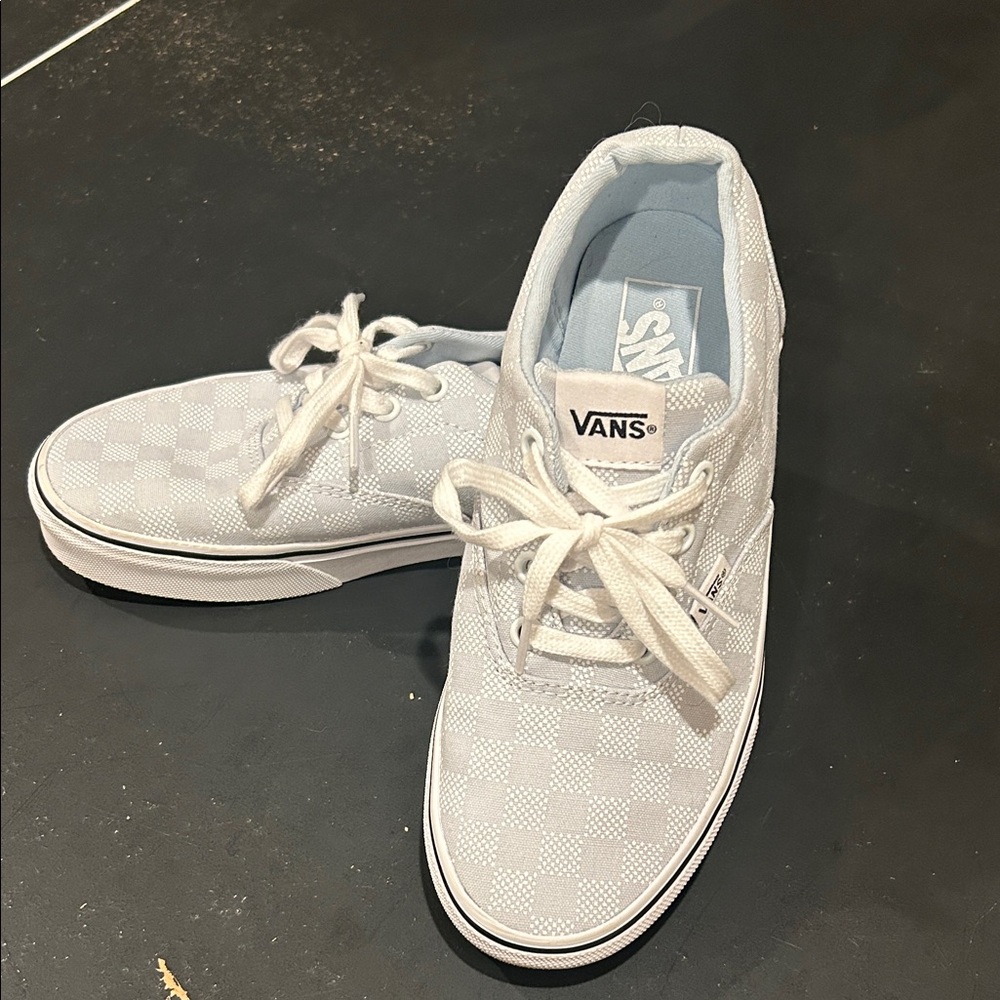 VANS Light Blue Checkerboard Canvas Sneakers